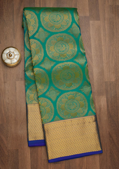 Sea Green Zariwork Pure Silk Saree-Koskii