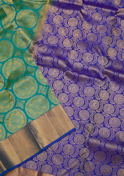 Sea Green Zariwork Pure Silk Saree-Koskii
