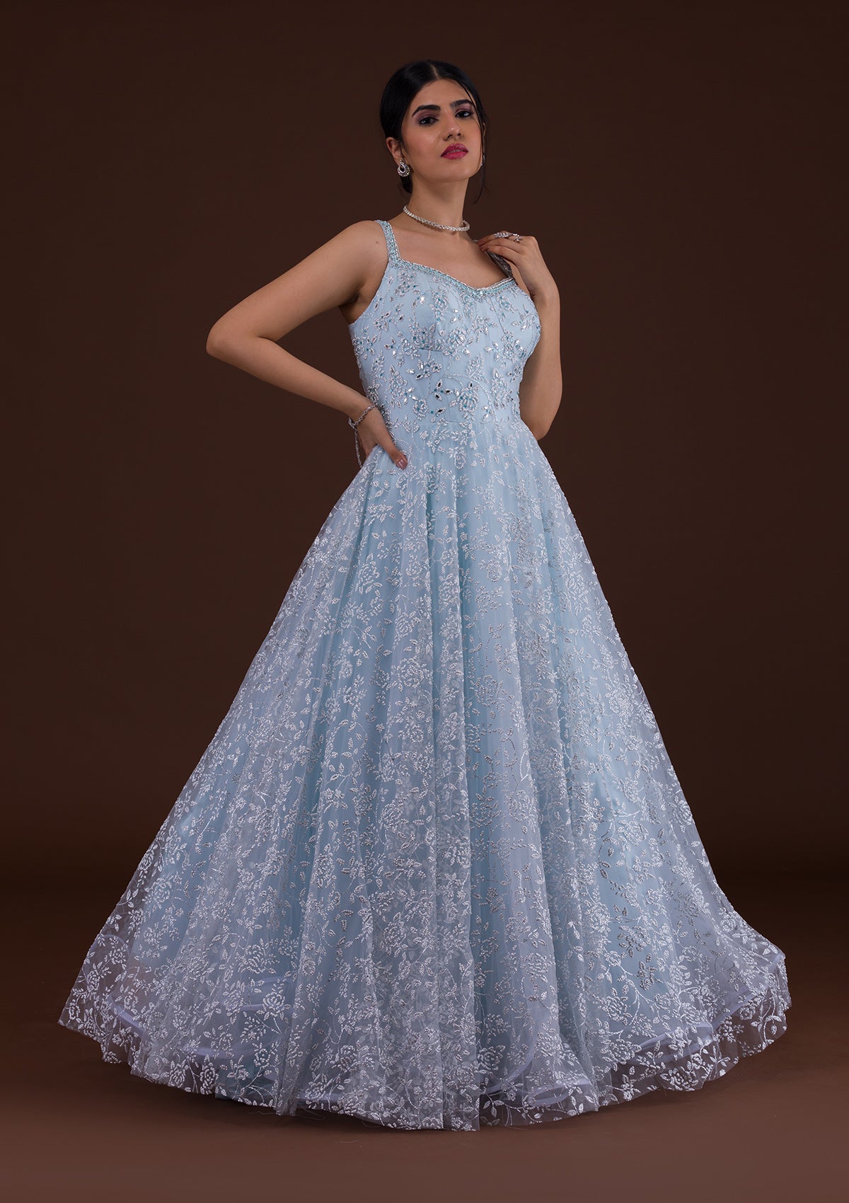 Net Floor Length Gown -