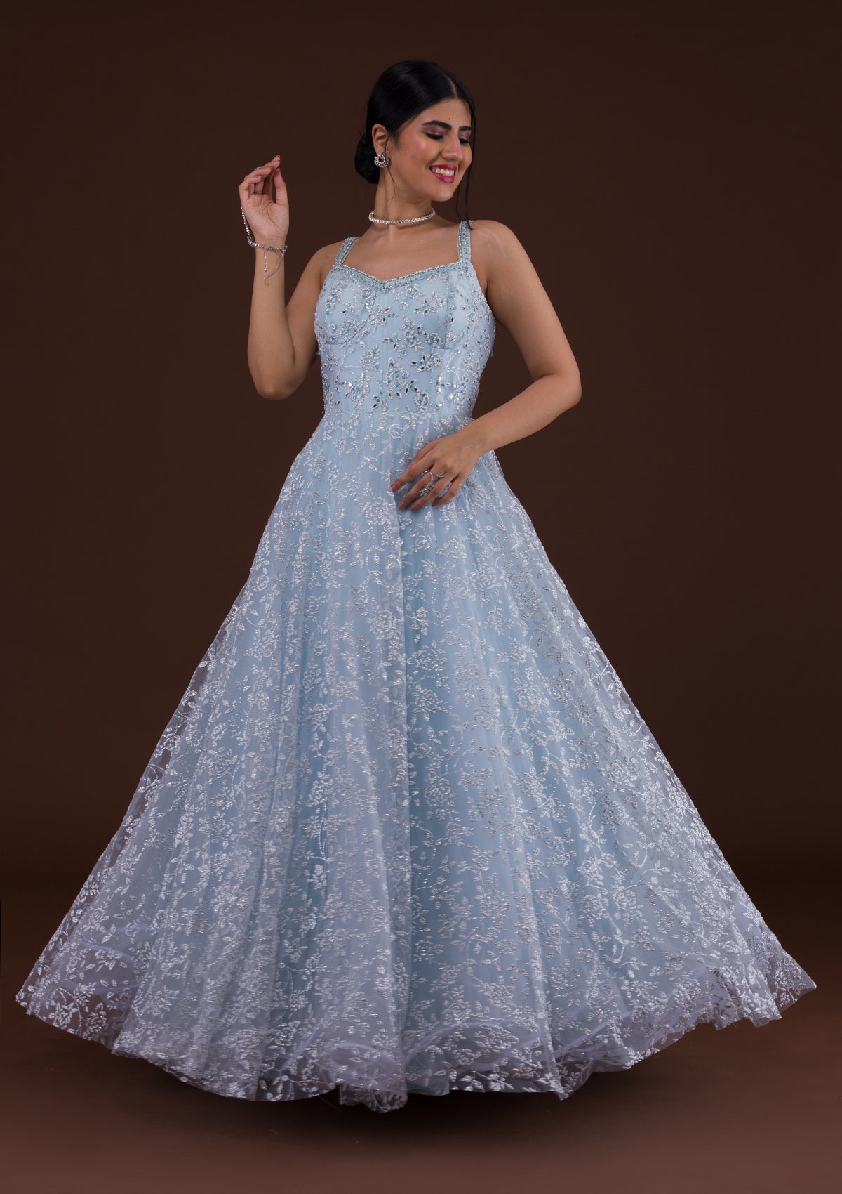 Sky Blue Wedding Evening Dress | Long Sleeve Evening Gown | Evening Blue  Tulle Dress - Evening Dresses - Aliexpress