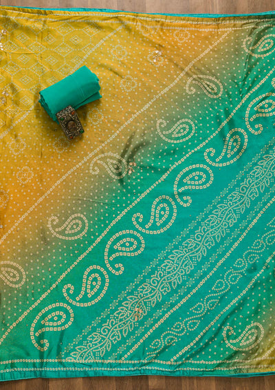 Sky Blue Gotapatti Semi Crepe Unstitched Salwar Suit-Koskii