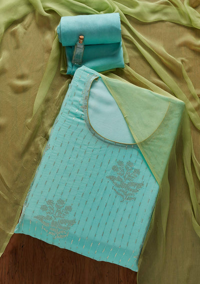 Sky Blue Sequins Georgette Designer Unstitched Salwar Suit - koskii