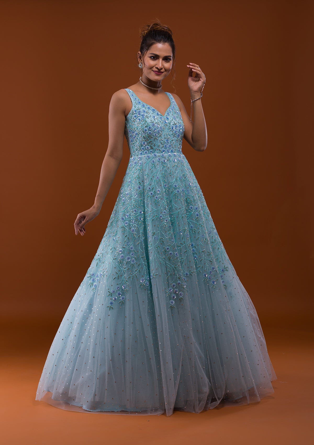 Buy Astonishing Sky Blue Patola Print Cherry Silk Traditional Gown - Zeel  Clothing