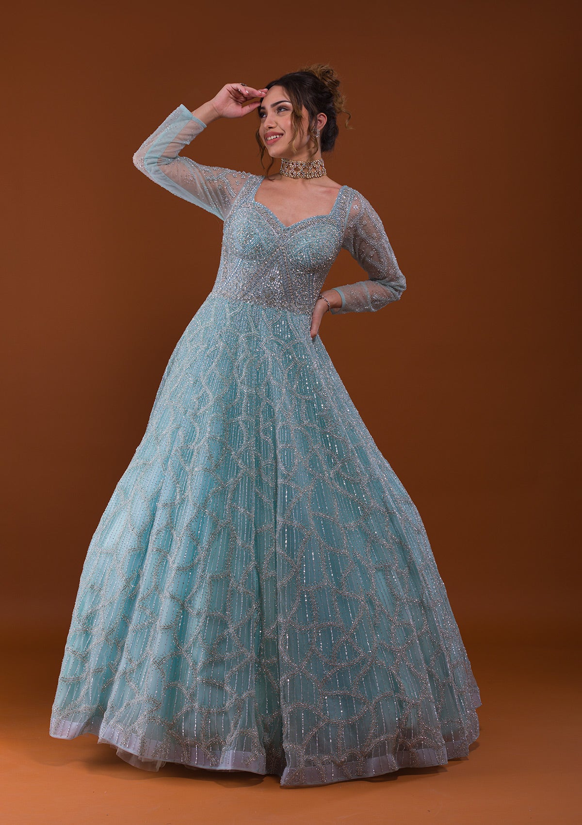 Light blue sales designer gown