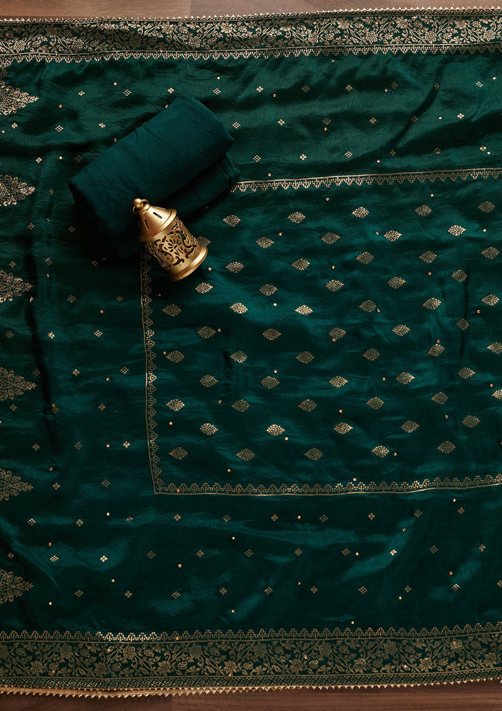 Sky Blue Stonework Semi Crepe Designer Unstitched Salwar Suit - Koskii