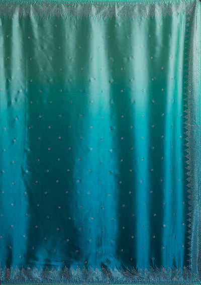 Sky Blue Swarovski Semi Crepe Designer Saree - koskii