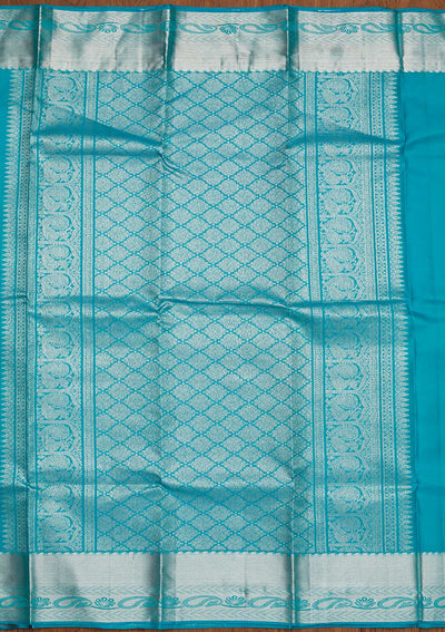 Sky Blue Zariwork Pure Silk Designer Saree - koskii