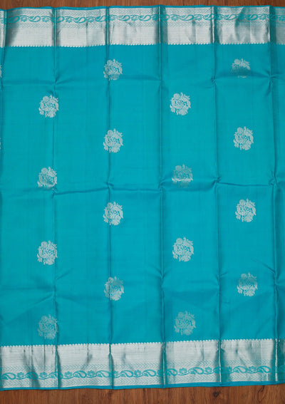 Sky Blue Zariwork Pure Silk Designer Saree - koskii