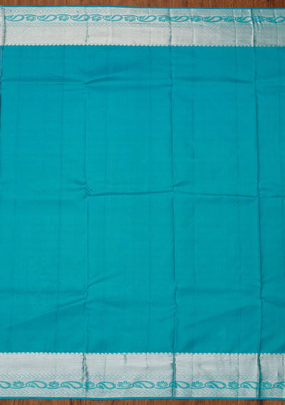 Sky Blue Zariwork Pure Silk Designer Saree - koskii