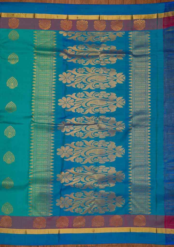 Sky Blue Zariwork Pure Silk Designer Saree - koskii