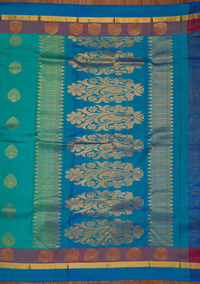 Sky Blue Zariwork Pure Silk Designer Saree - koskii