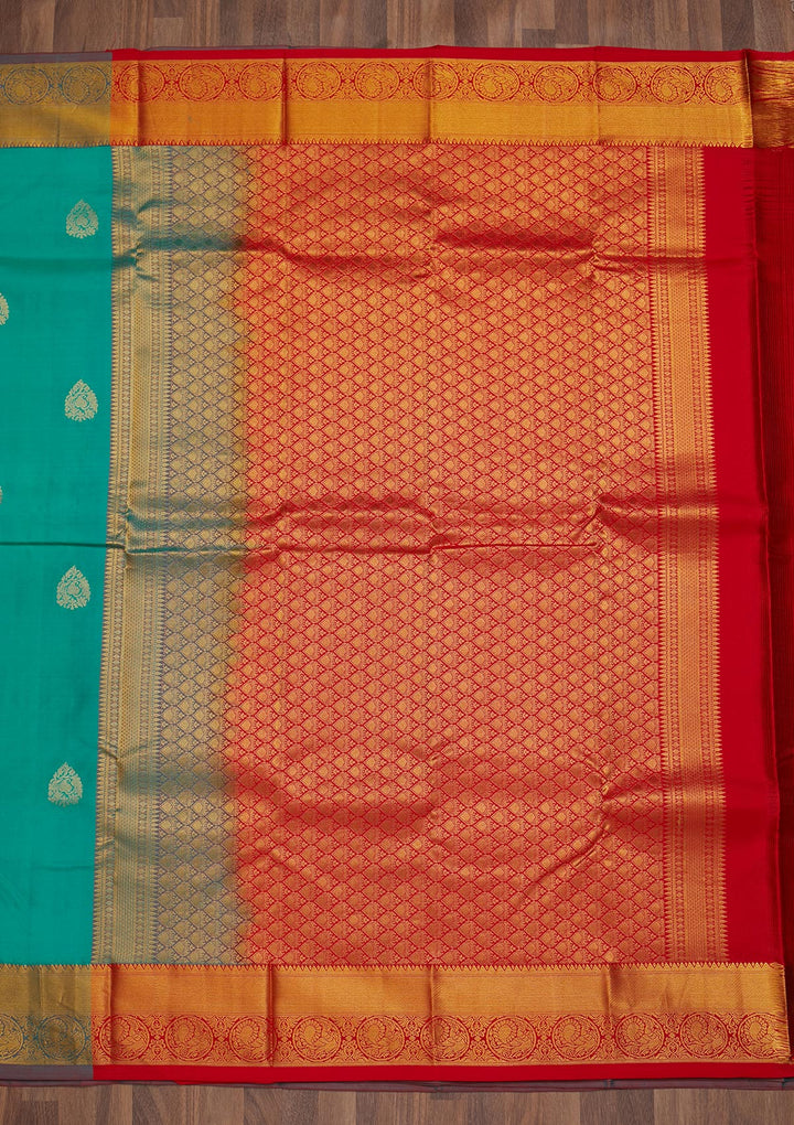 Sky Blue Zariwork Pure Silk Saree-Koskii
