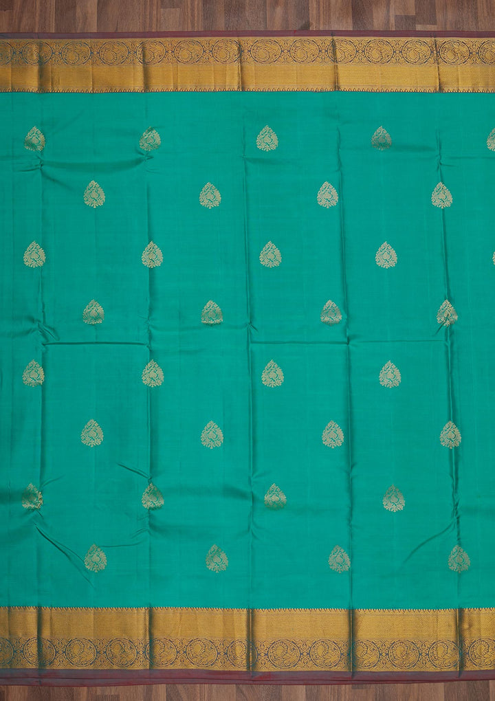 Sky Blue Zariwork Pure Silk Saree-Koskii