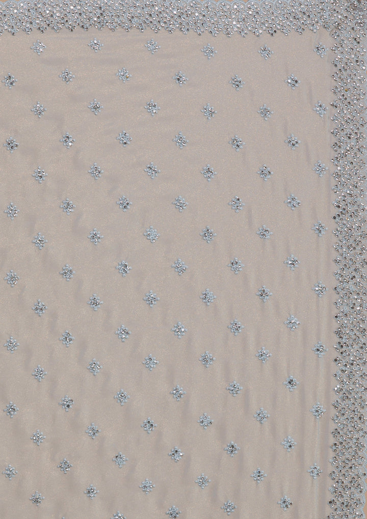 Sky Blue Silver Stonework Georgette Saree-Koskii