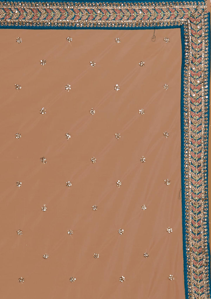 Turquoise Blue Stonework Raw Silk Designer Readymade Lehenga - Koskii