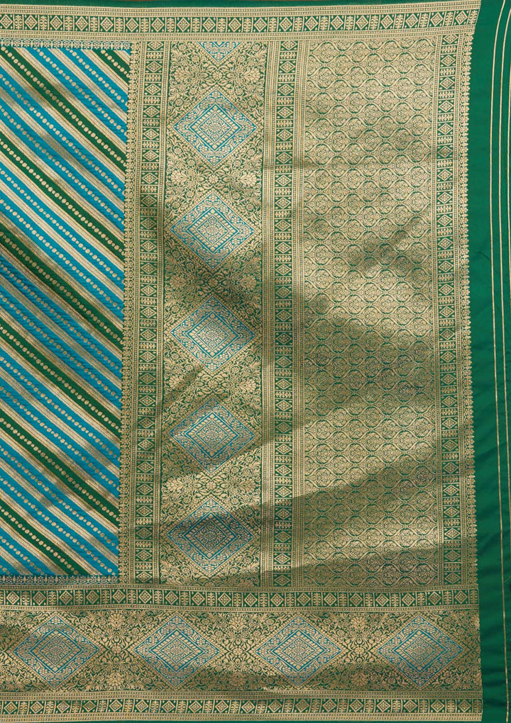 Turquoise Blue Zariwork Art Silk Designer Saree - Koskii