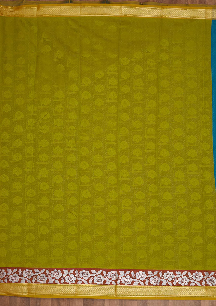 Turquoise Blue Zariwork Art Silk Saree - Koskii