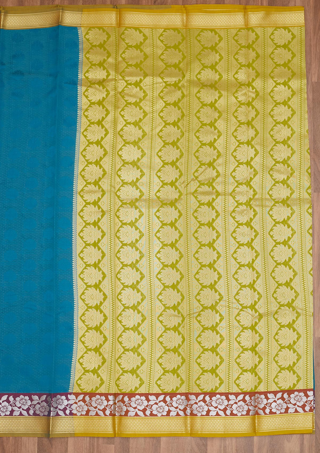 Turquoise Blue Zariwork Art Silk Saree - Koskii