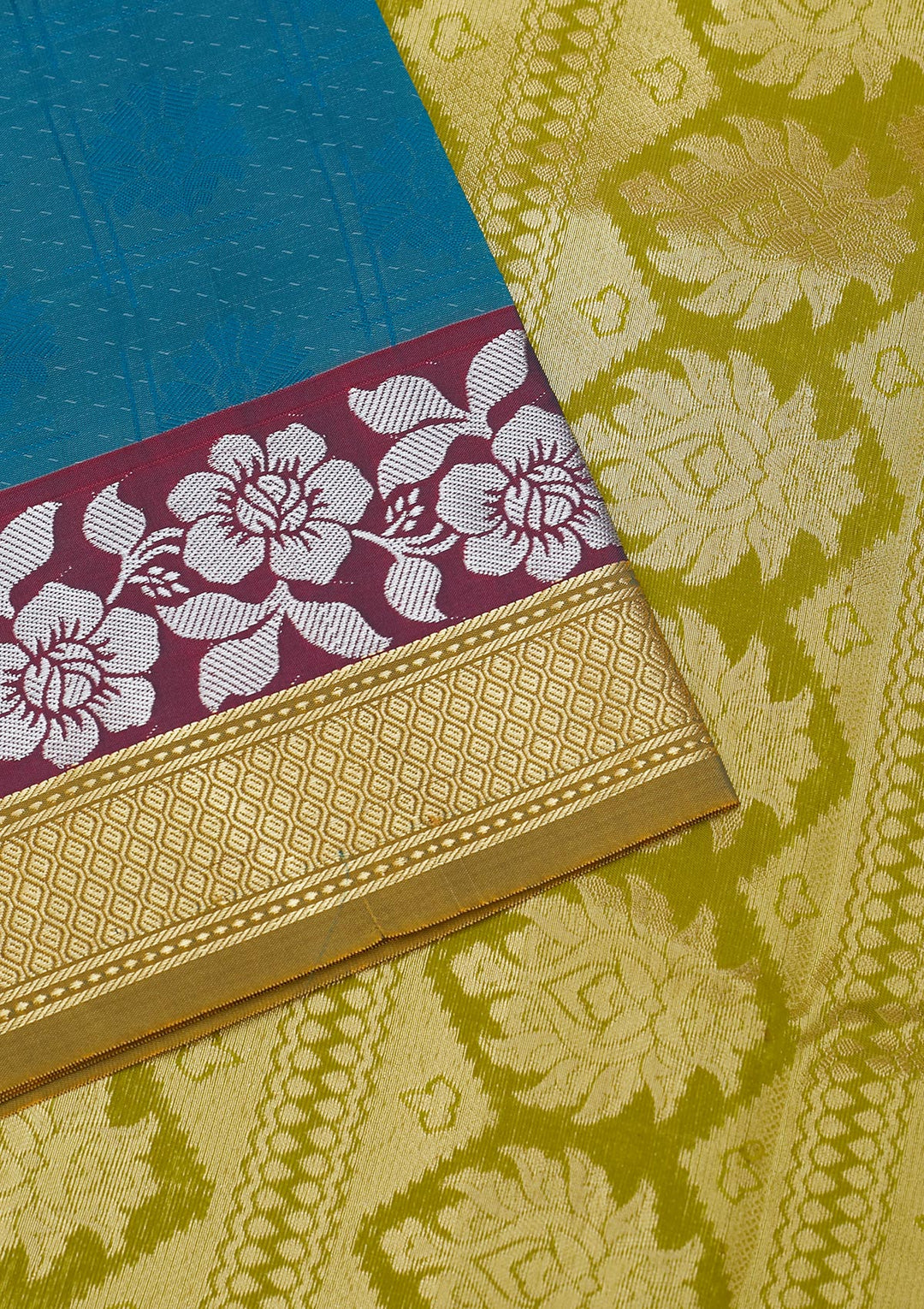 Turquoise Blue Zariwork Art Silk Saree - Koskii