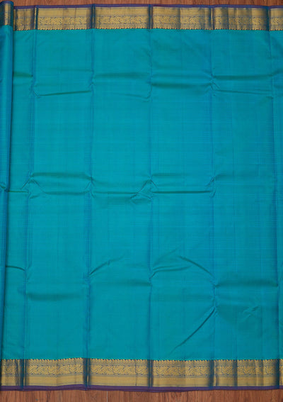 Turquoise Blue Zariwork Pure Silk Designer Unstitched Saree - Koskii