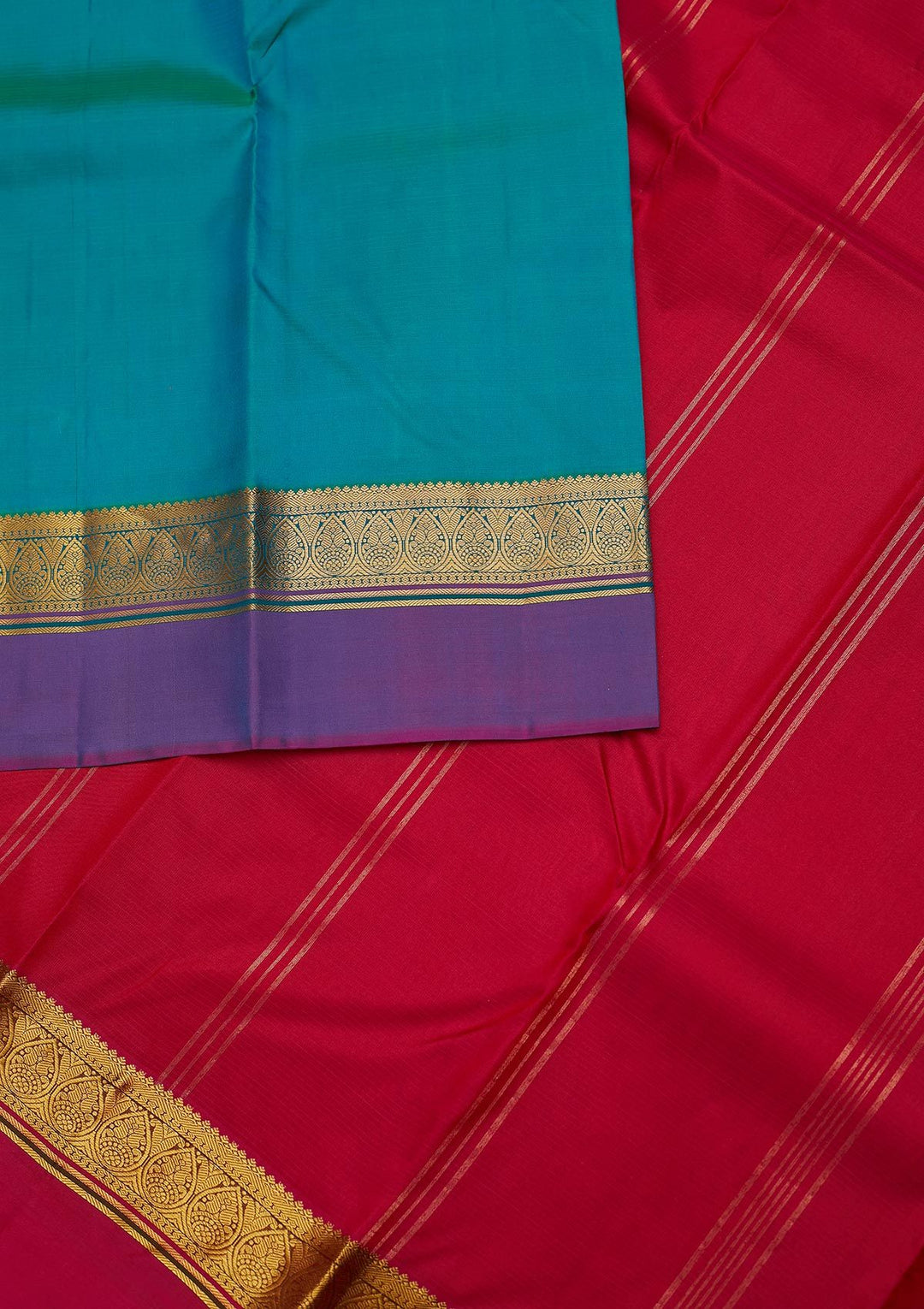 Turquoise Blue Zariwork Pure Silk Designer Unstitched Saree - Koskii