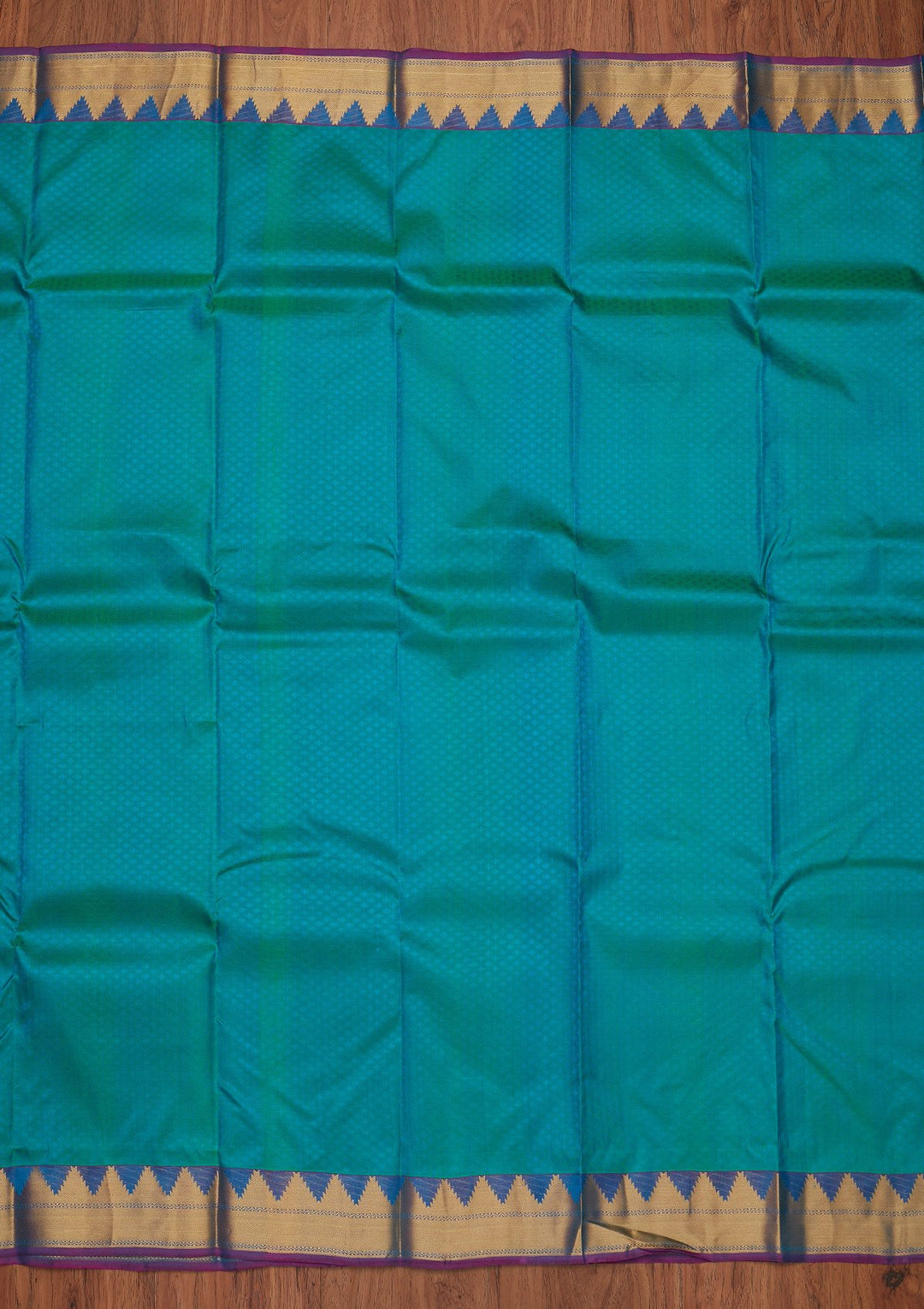 Turquoise Blue Zariwork Pure Silk Designer Unstitched Saree - Koskii