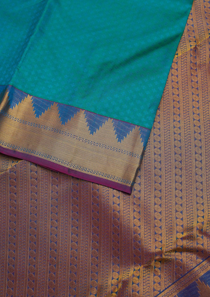 Turquoise Blue Zariwork Pure Silk Designer Unstitched Saree - Koskii