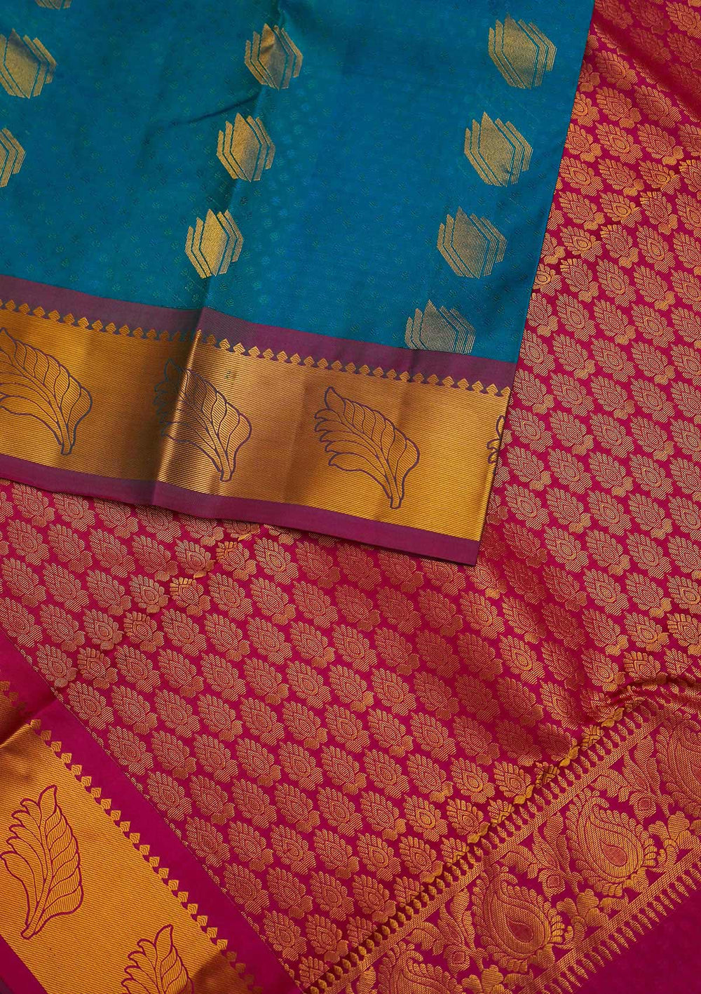 Turquoise Blue Zariwork Pure Silk Designer Saree - Koskii