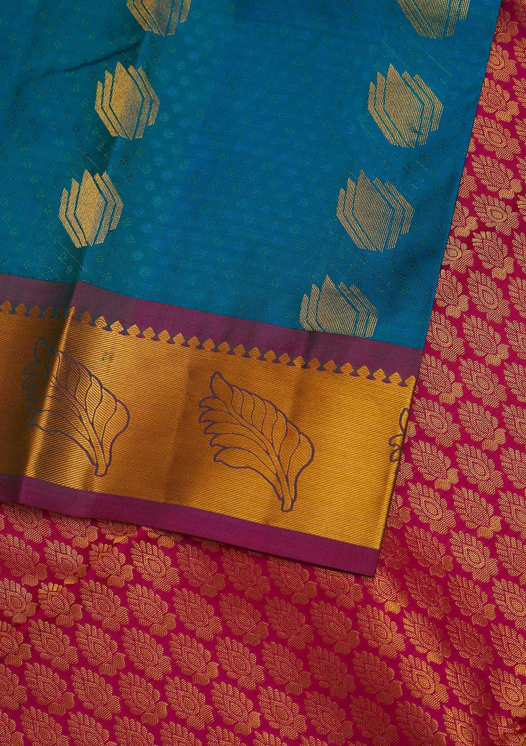 Turquoise Blue Zariwork Pure Silk Designer Saree - Koskii