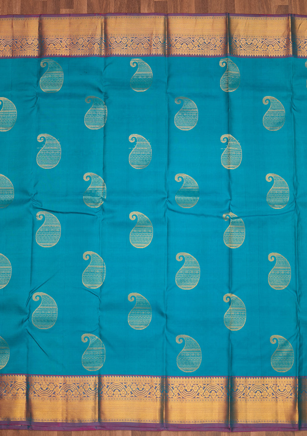Turquiose Blue Zariwork Pure Silk Saree - Koskii