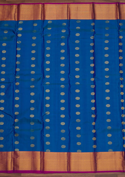 Turquoise Blue Zariwork Pure Silk Designer Saree - Koskii
