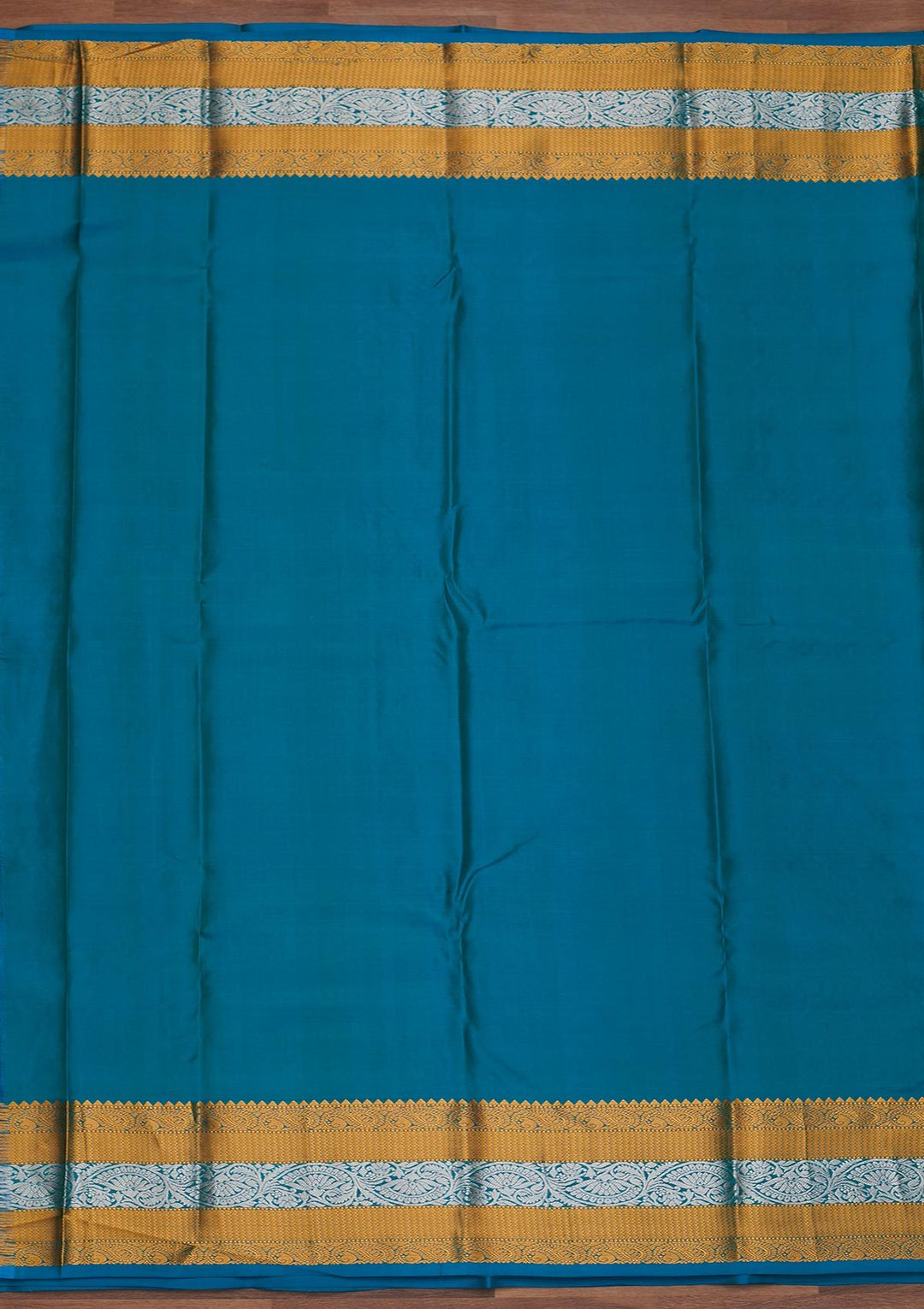 Turquoise Blue Zariwork Pure Silk Designer Saree - Koskii