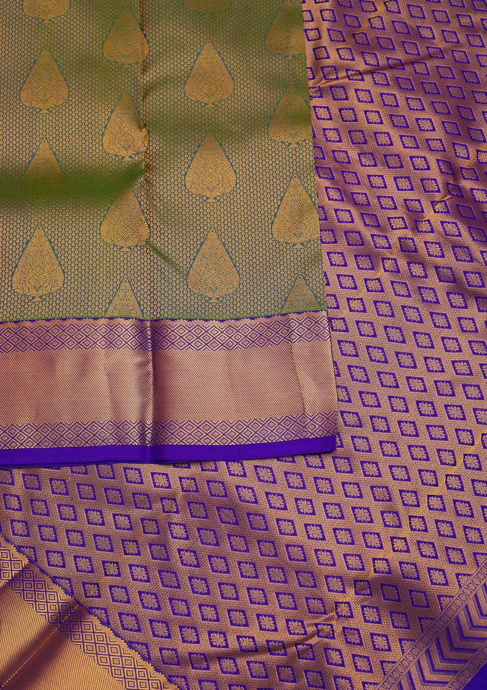 Turquoise Blue Zariwork Pure Silk Designer Saree - Koskii