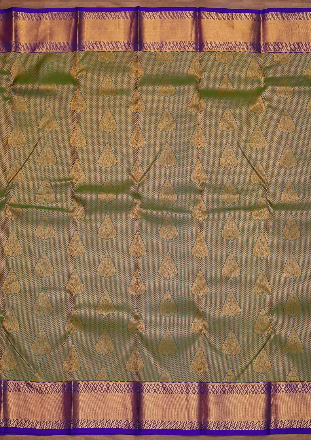 Turquoise Blue Zariwork Pure Silk Designer Saree - Koskii