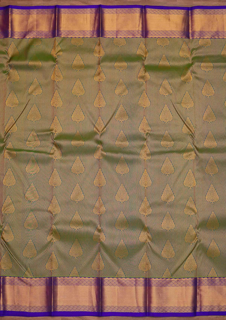 Turquoise Blue Zariwork Pure Silk Designer Saree - Koskii
