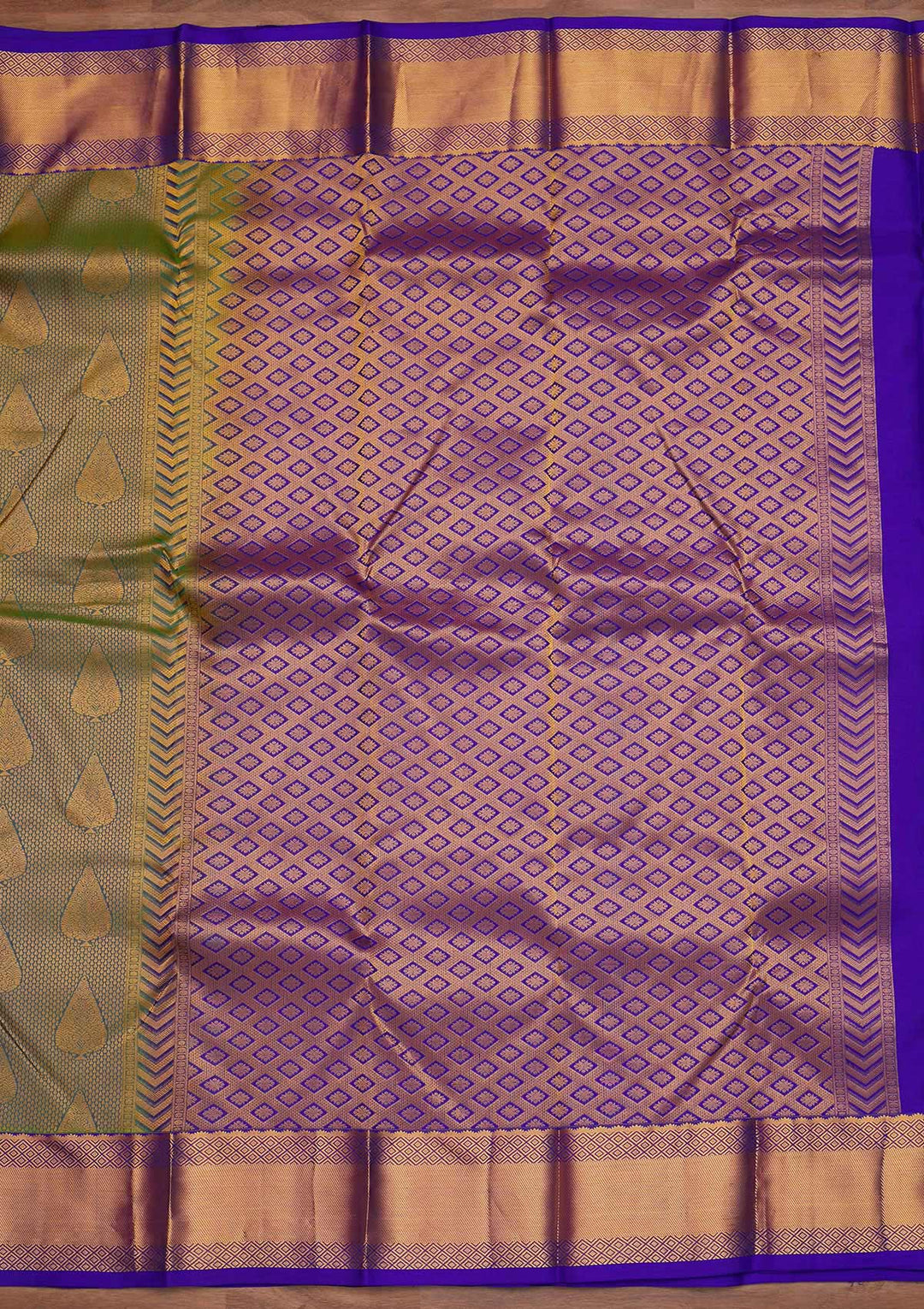 Turquoise Blue Zariwork Pure Silk Designer Saree - Koskii