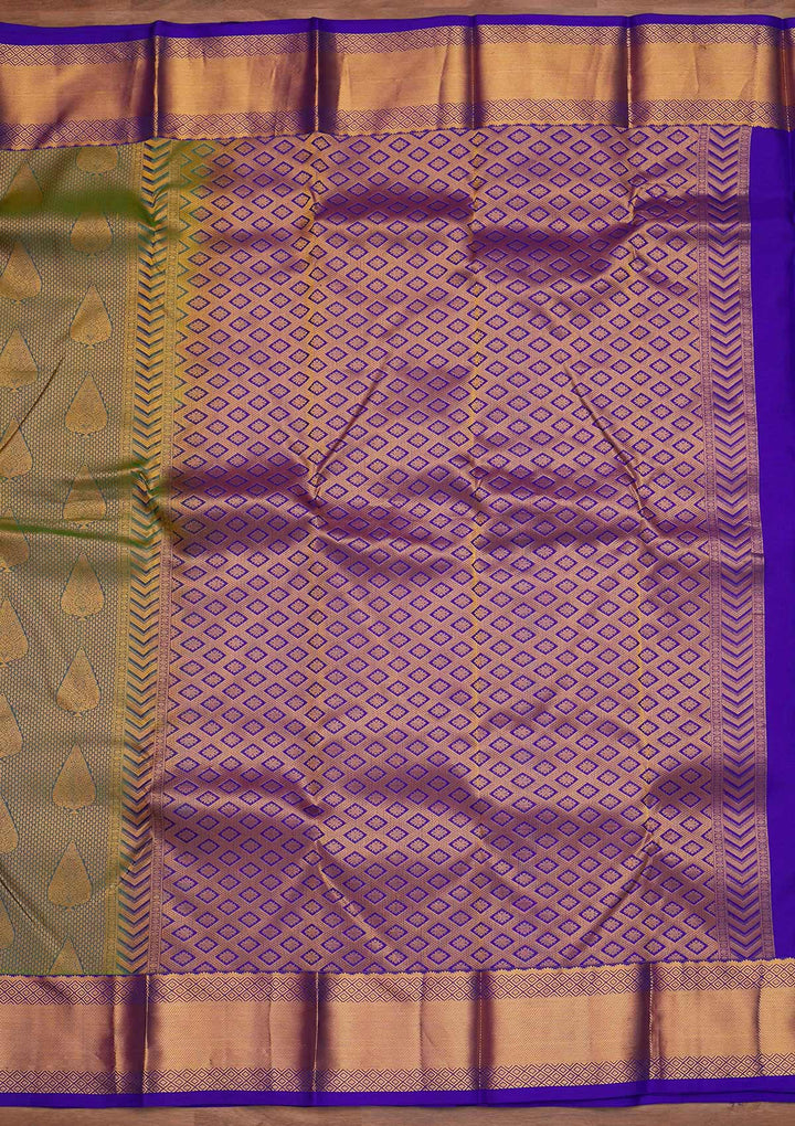 Turquoise Blue Zariwork Pure Silk Designer Saree - Koskii