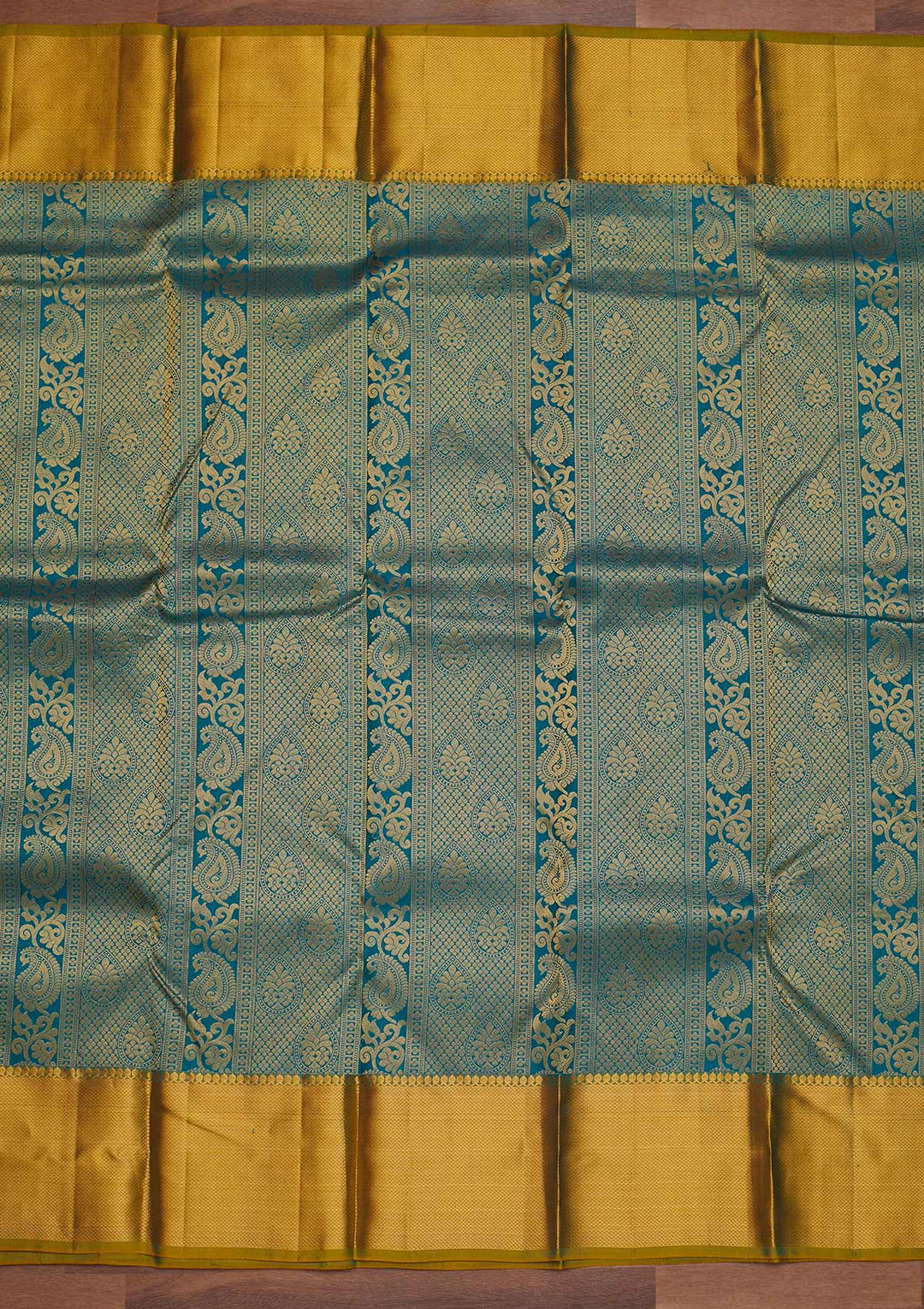 Turquoise Blue Zariwork Pure Silk Designer Saree - Koskii