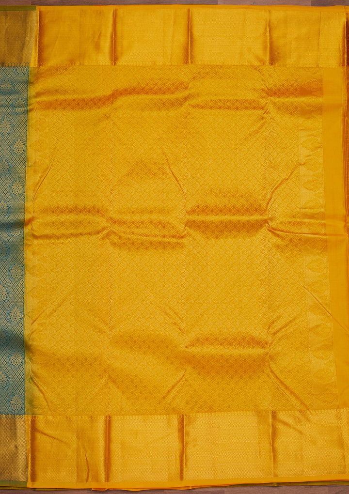 Turquoise Blue Zariwork Pure Silk Designer Saree - Koskii