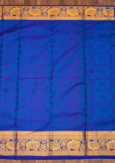 Turquoise Blue Zariwork Pure Silk Saree - Koskii