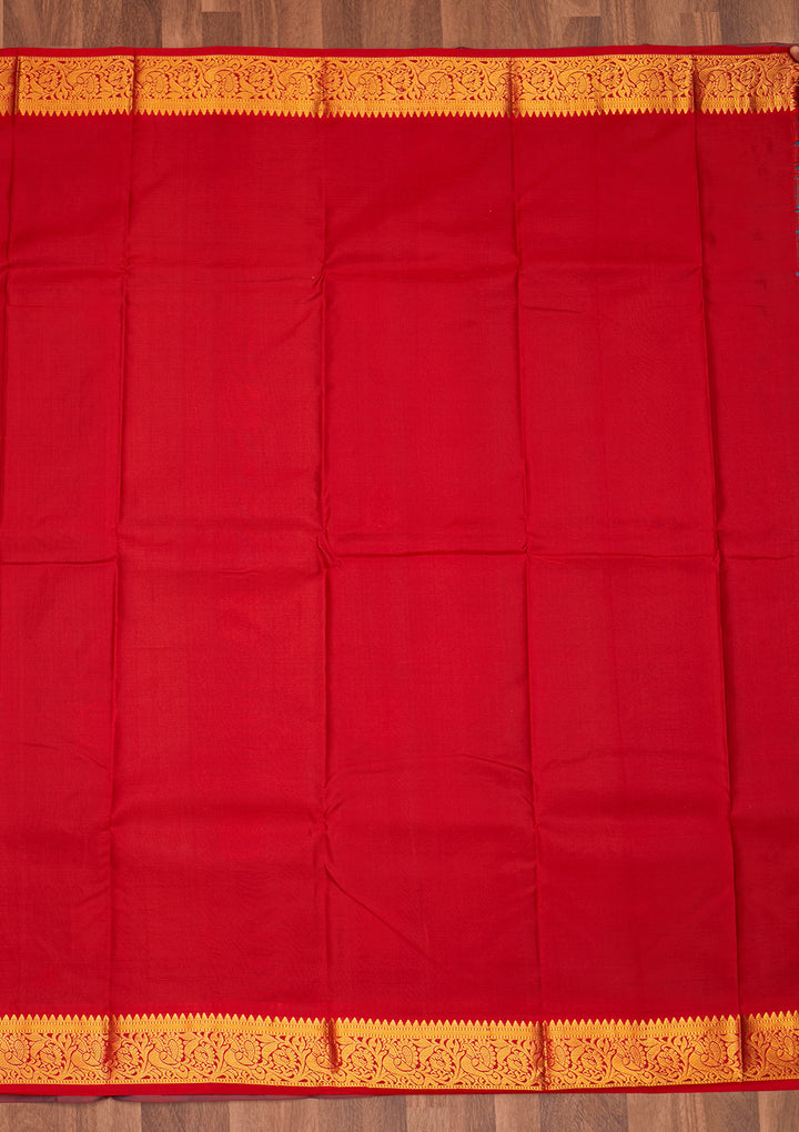 Turquoise Blue Zariwork Pure Silk Saree - Koskii