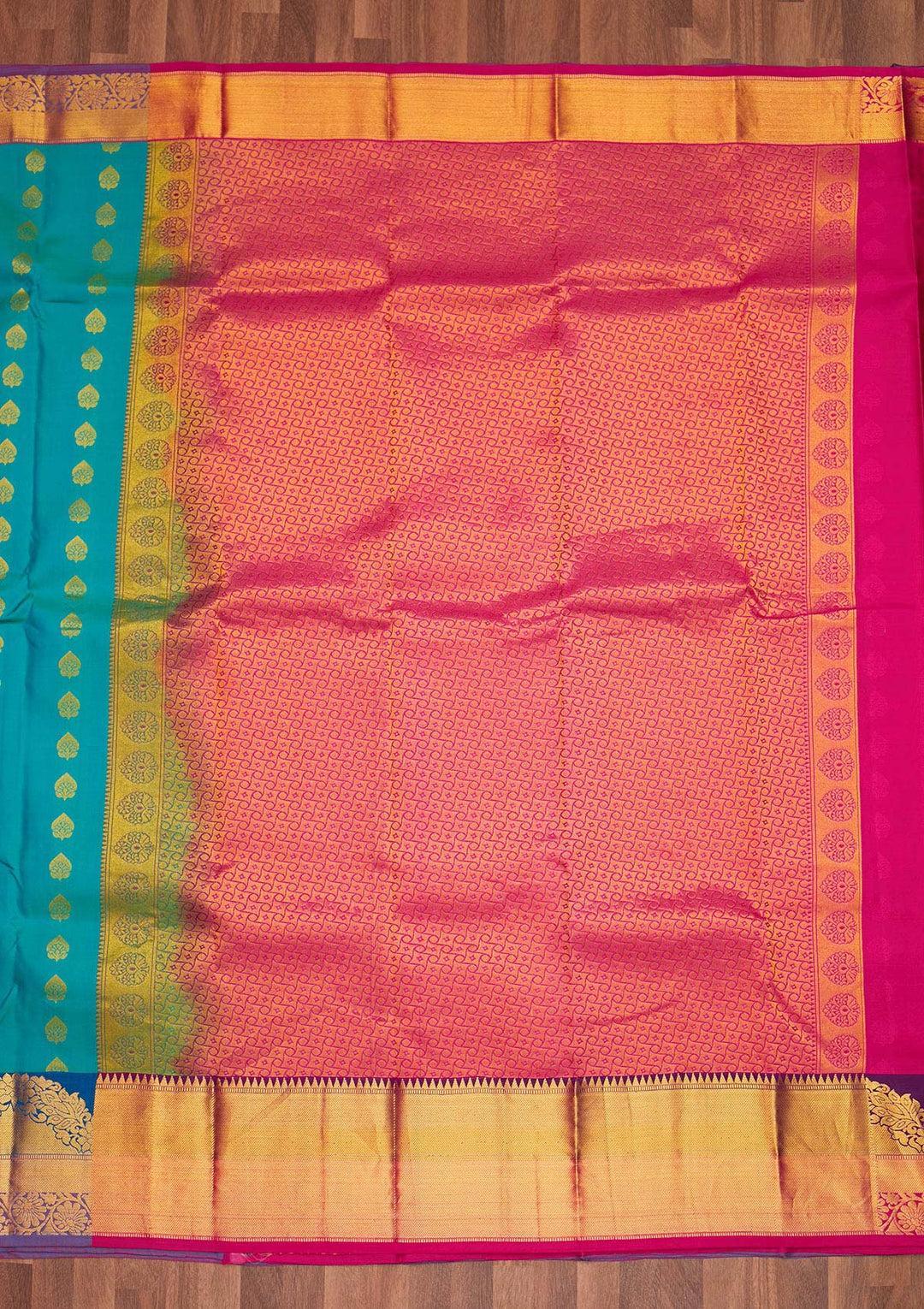 Turquoise Blue Zariwork Pure Silk Saree - Koskii