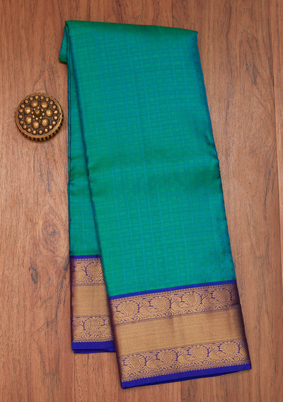 Turquoise Blue Zariwork Pure Silk Saree- Koskii