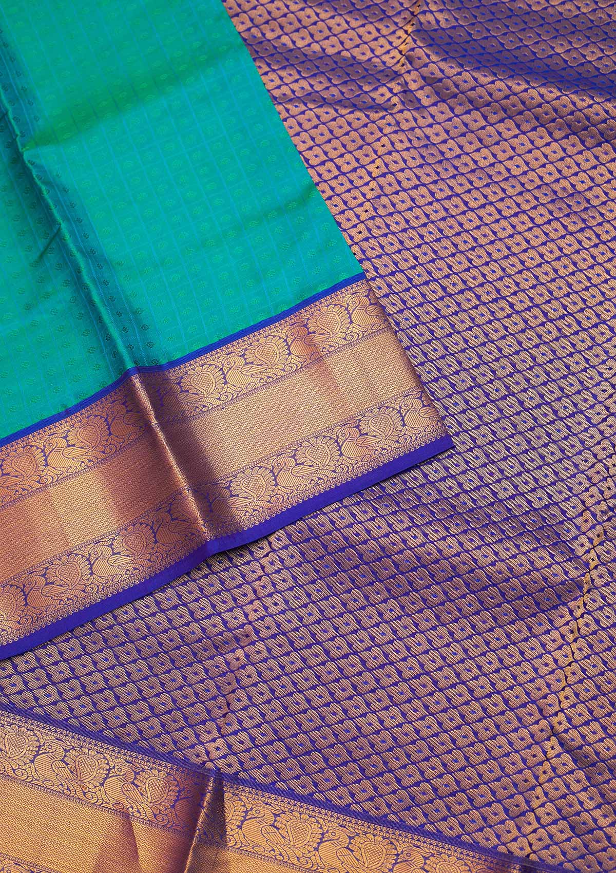 Turquoise Blue Zariwork Pure Silk Saree - Koskii
