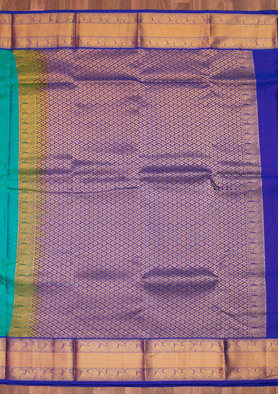 Turquoise Blue Zariwork Pure Silk Saree - Koskii