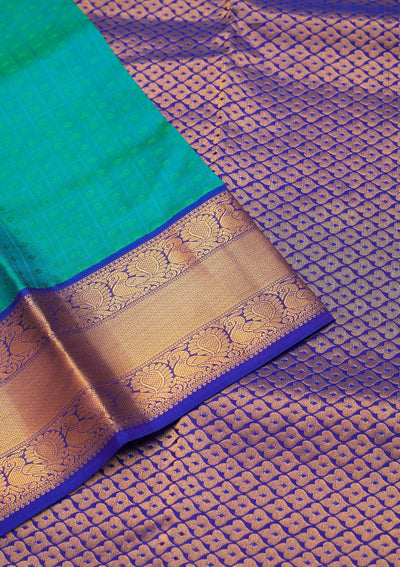 Turquoise Blue Zariwork Pure Silk Saree - Koskii