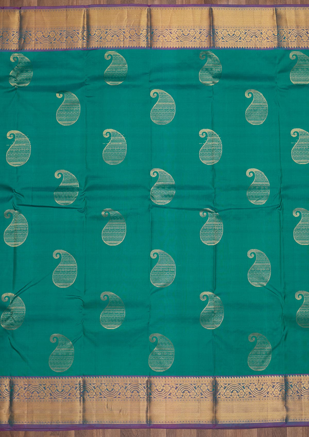 Turquoise Blue Zariwork Pure Silk Saree-Koskii