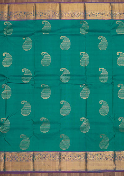 Turquoise Blue Zariwork Pure Silk Saree-Koskii