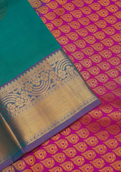 Turquoise Blue Zariwork Pure Silk Saree-Koskii