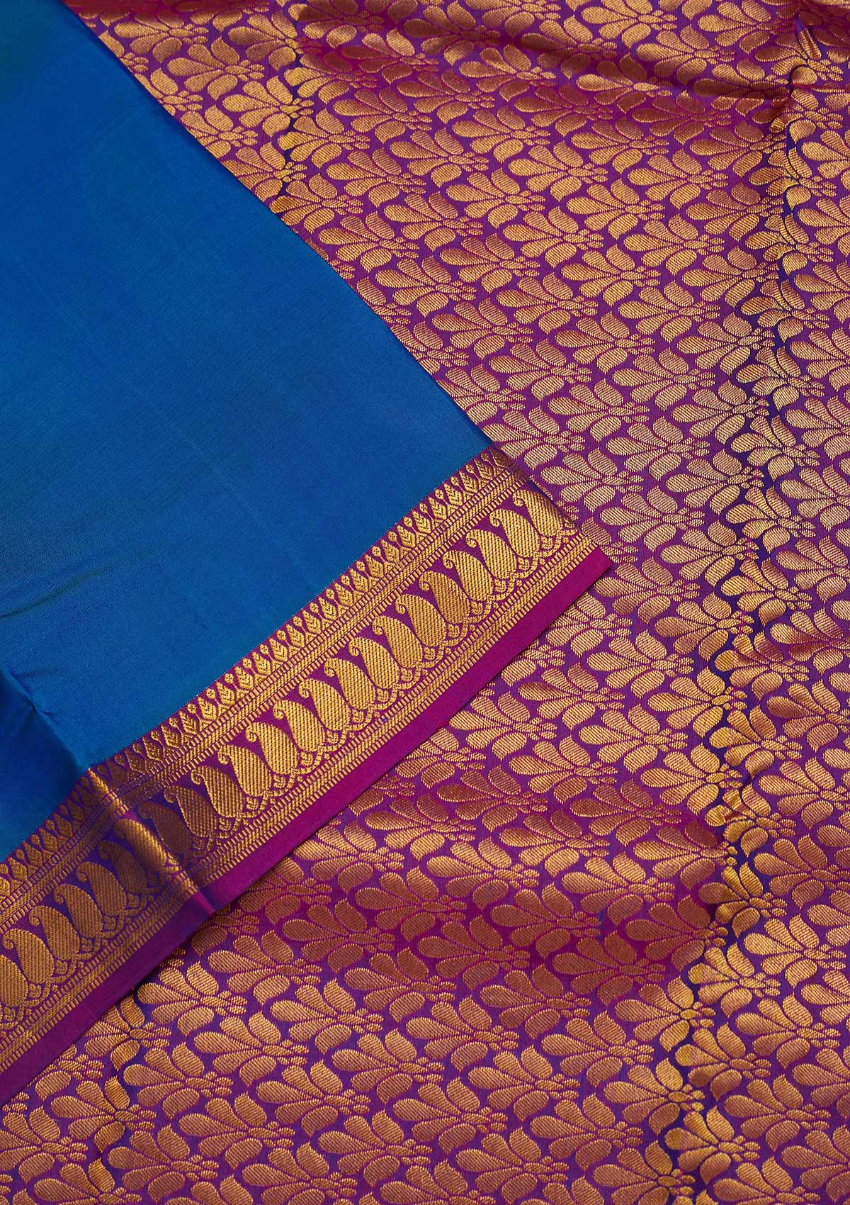 Turquoise Blue Zariwork Pure Silk Saree-Koskii